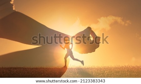 Female running exercising, and meditating. Healthy mind body a spirit concept.  Royalty-Free Stock Photo #2123383343