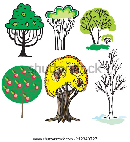 Set of vector stylized tree. Part 2.