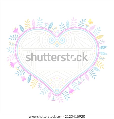 Heart shaped vector flower frame.