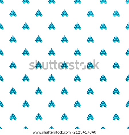 Small blue contour linear ufo isolated on white background. Cute seamless pattern. Vector simple flat graphic illustration. Texture.