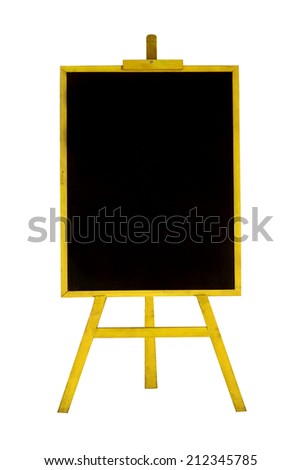 Blank menu chalkboard in wooden frame isolated on white background