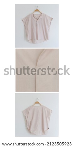 Woman blouse with Pink blouse cotton on pastel background.