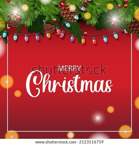 Merry Christmas banner with ornaments illustration