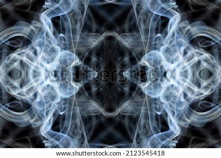 abstract graphics black blue fractal reflection symbol, design effect meditation background Royalty-Free Stock Photo #2123545418
