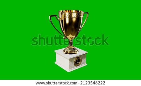 1st place goblet with pedestal on green screen, isolated - object 3D rendering