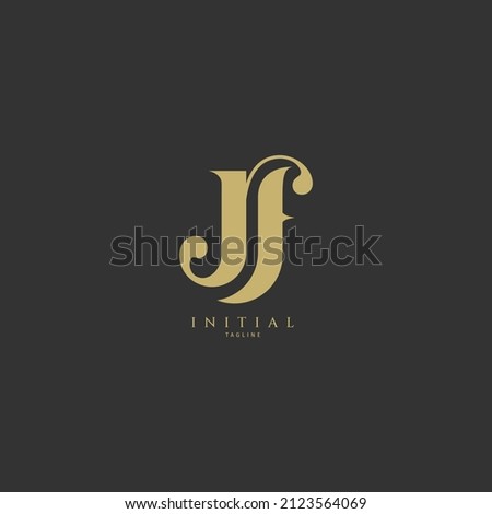 J, F, JF handwriting logo of initial signature Royalty-Free Stock Photo #2123564069