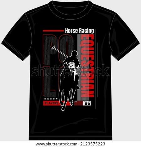 Polo horse and player sign. Vector Illustration.Typography for t shirt print.horse racing