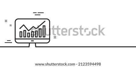 Statistics line icon. Data analysis sign. Business strategy. Minimal line illustration background. Statistics line icon pattern banner. White web template concept. Vector