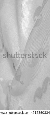 white silk fabric with painted cartoon mustache, Texture, background, pattern
