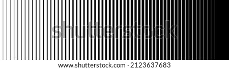 Line pattern. Vertical straight background. Black abstract texture with parallel lines from thick to thin. Vertical straight stripes. Digital velocity lines on screen. Vector. Royalty-Free Stock Photo #2123637683