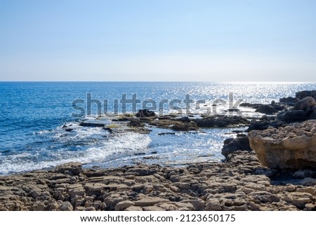 rocky beach shore of the sea in Cyprus