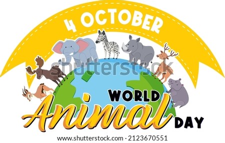 World Animal Day logo with african animals illustration