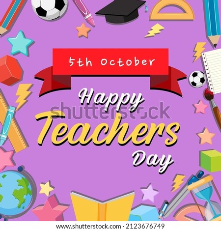 Happy Teacher's Day lettering banner illustration