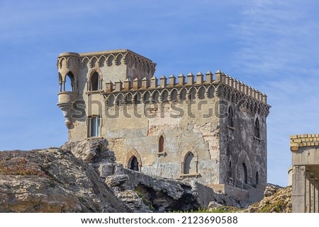 Side view of the Santa Catalina Castle on the sea shore in Tarifa Royalty-Free Stock Photo #2123690588