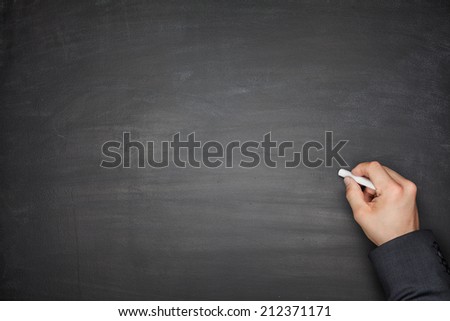 Hand on Empty Blackboard