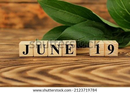 June 19, Date design in natural concept. High quality photo