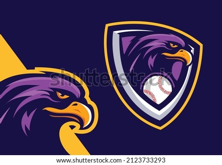 Baseball eagle badge logo design template