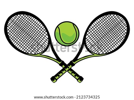 Crossed of two racket tennis with ball