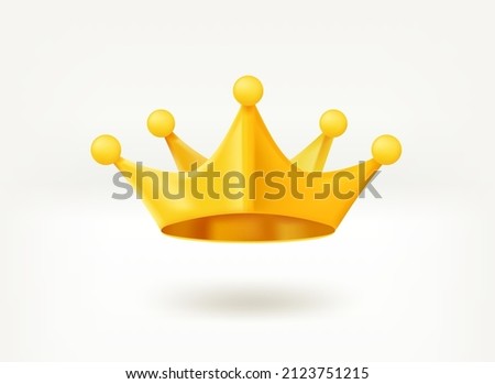 Golden royal crown. 3d vector illustration