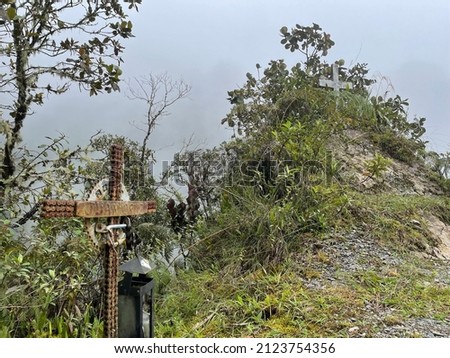 Grave in mysterious Death Road, Bolivia