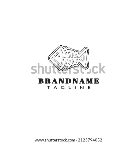 fish bone logo cartoon icon design template black modern isolated vector illustration