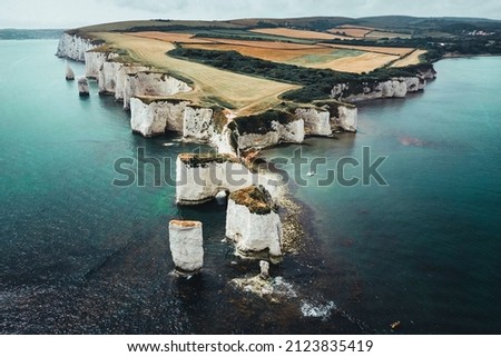The beautiful view of Old Harry Rocks  UNESCO World Heritage Site  Southern England  Royalty-Free Stock Photo #2123835419