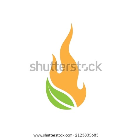 green leaf with fire flame logo design, vector graphic symbol icon illustration creative idea