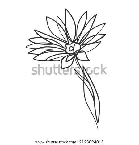 Continuous line drawing of simple flower illustration. Abstract flower in one line art drawing