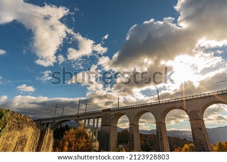 Isernia, Molise, Italy.  Santo Spirito railway bridge. View