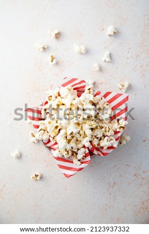 Homemade salted popcorn in a bowl