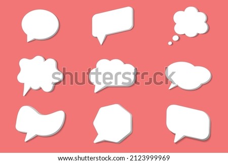 3d speech bubble chat icon collection Vector set communication chat bubbles in paper style Royalty-Free Stock Photo #2123999969
