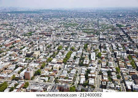 Aerial view of  Brooklyn, New York City, U.S.A.