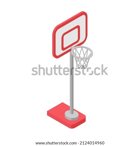 Basket hoop isometric icon. Hand drawn vector illustration. Flat color design. Royalty-Free Stock Photo #2124014960