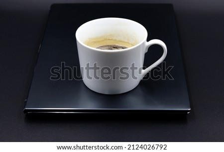 Cup of coffee on a laptop