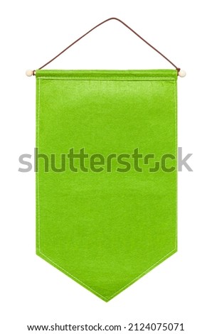 Green Felt Hanging Flag Cut Out On White.