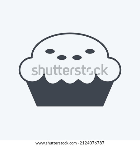 Pie Icon in trendy glyph style isolated on soft blue background