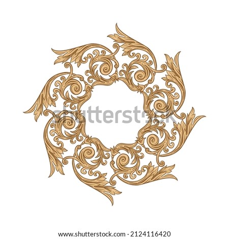 Classical luxury old fashioned royal baroque, historical ornament with lilies, victorian floral Clip art, set of elements for design Vector illustration.