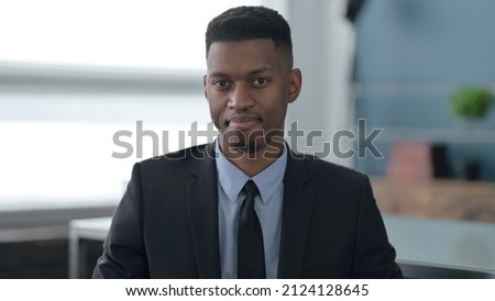 Portrait of African Businessman Showing No Sign by Head Shake