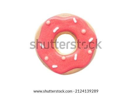 Donut Cookie with Royal Icing Isolated on a White Background