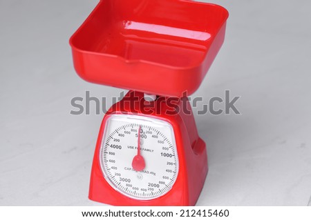 Red Weight Scale For Food,Selective Focus