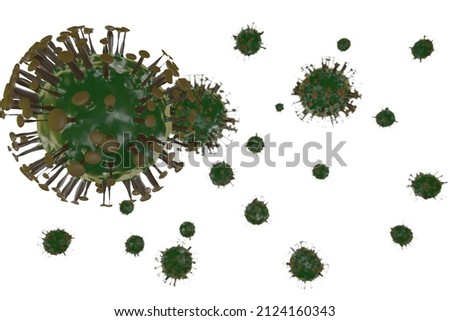 3D render of a virus and blurred virus in the background
