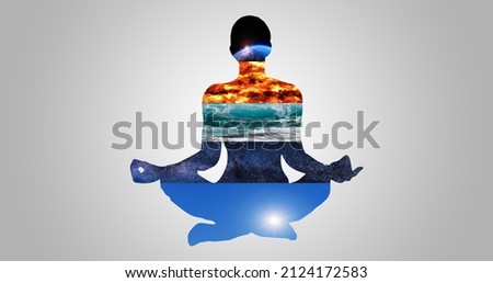 Five elements of life with yoga isolated on white background Royalty-Free Stock Photo #2124172583