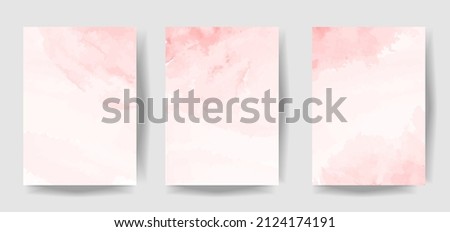 Pink watercolor wet wash splash 5x7 invitation card background collection. Vector illustration template for birthday, wedding , it's a girl card, social media, poster, Mother's day, Valentine's day. Royalty-Free Stock Photo #2124174191