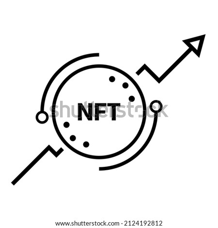 NFT token with upward arrow. Non fungible token trading and exchange. Vector icon for ui, ux design.