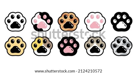 cat paw vector dog footprint icon kitten calico logo breed symbol character cartoon illustration doodle design isolated Royalty-Free Stock Photo #2124210572