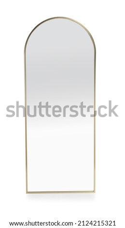Interior accessories. Stylish mirror isolated on white Royalty-Free Stock Photo #2124215321