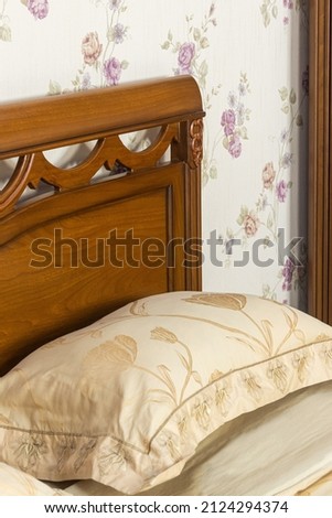 Bed in bedroom interior details