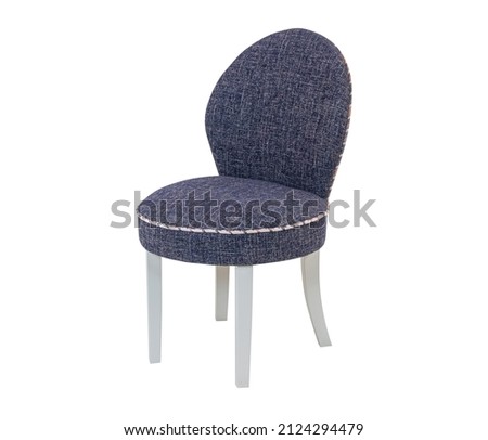 Blue soft chair with white legs
