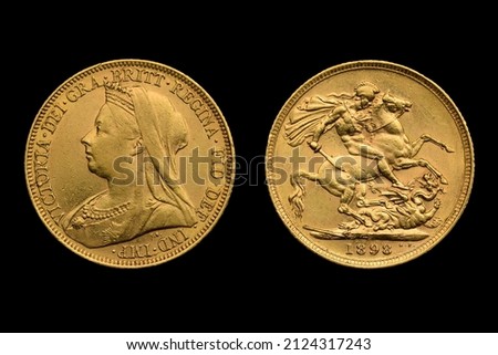 Sovereign Gold Coin Victoria 1898, obverse reverse, United Kingdom Royalty-Free Stock Photo #2124317243