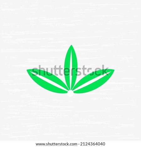 Leaf logo design, three green leaves on a bluish textured background